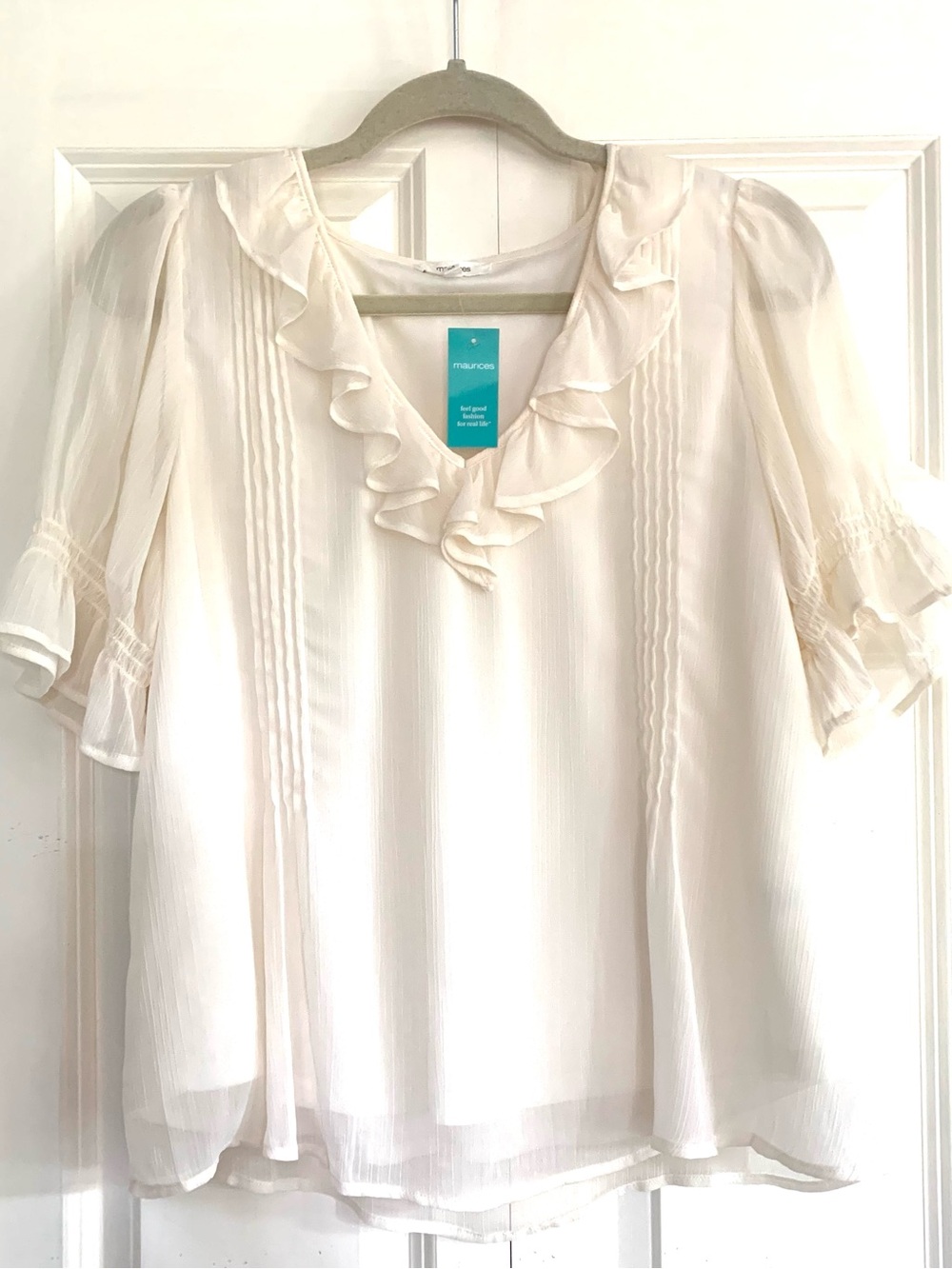 Maurices Ruffle Pleated V-Neck Blouse